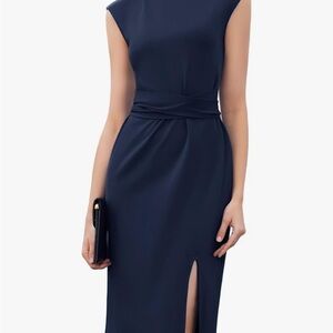 Chic Navy Blue Midi Dress